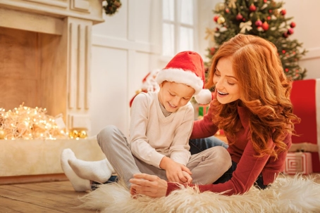 Mother and son on Christmas